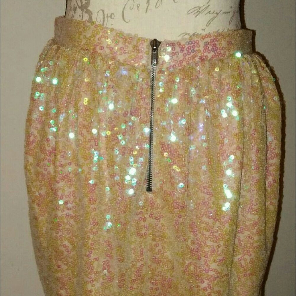 NWT BCBG Nude Sequin Skirt Size 6